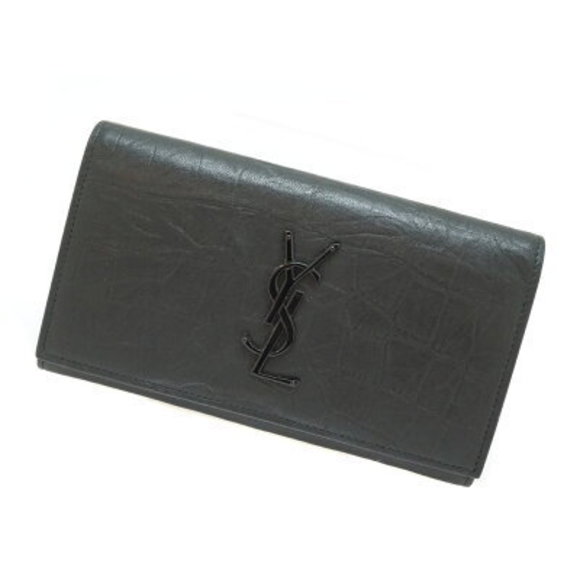 SAINT LAURENT Long Wallet Crocodile Leather Black - Picture 1 of 11